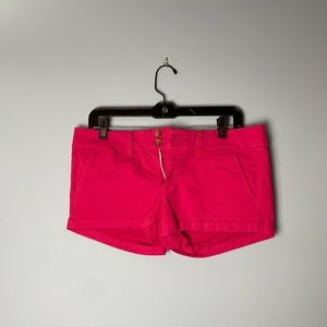 American Eagle Neon Pink Midi Cuffed Stretch Shorts